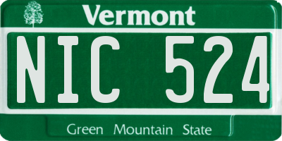 VT license plate NIC524