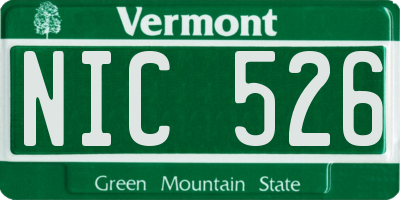VT license plate NIC526