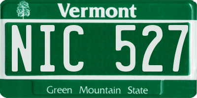 VT license plate NIC527