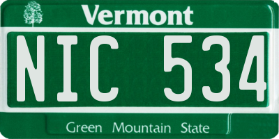 VT license plate NIC534