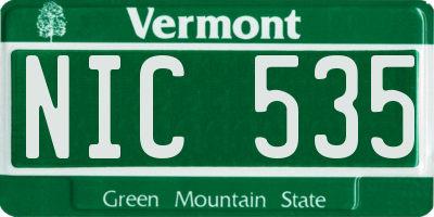 VT license plate NIC535