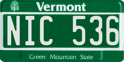 VT license plate NIC536
