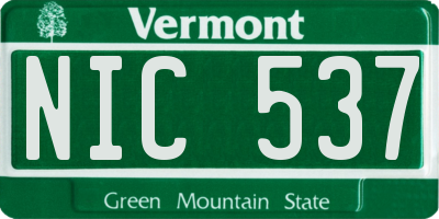 VT license plate NIC537