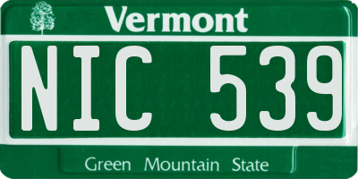 VT license plate NIC539
