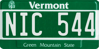 VT license plate NIC544