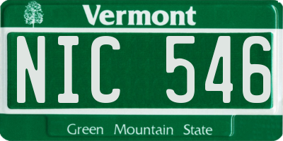 VT license plate NIC546