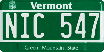 VT license plate NIC547