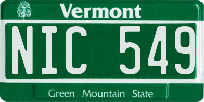 VT license plate NIC549