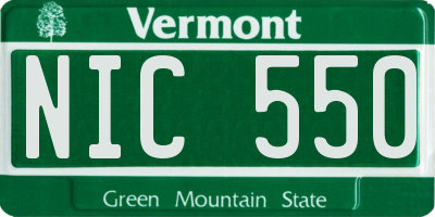 VT license plate NIC550