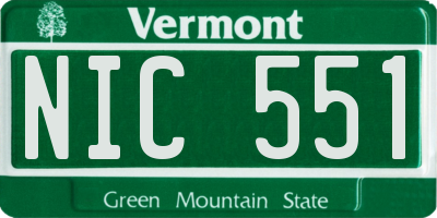 VT license plate NIC551