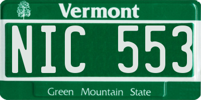 VT license plate NIC553