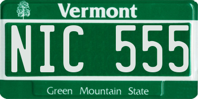 VT license plate NIC555
