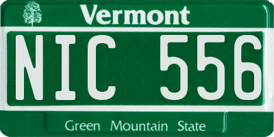 VT license plate NIC556