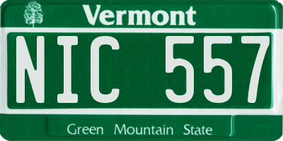 VT license plate NIC557