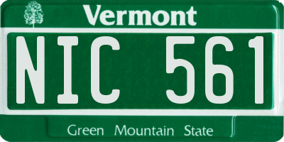 VT license plate NIC561