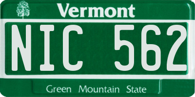 VT license plate NIC562