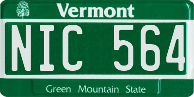 VT license plate NIC564