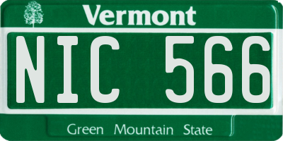 VT license plate NIC566