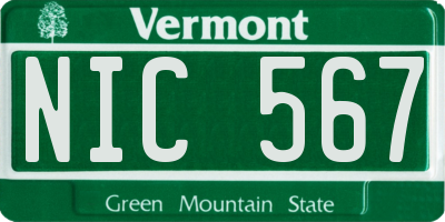 VT license plate NIC567