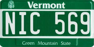 VT license plate NIC569