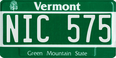 VT license plate NIC575