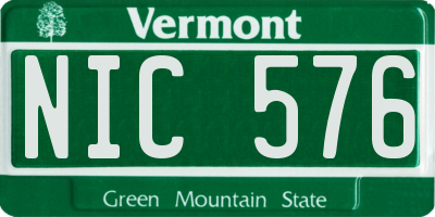 VT license plate NIC576