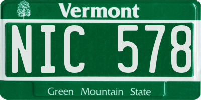 VT license plate NIC578