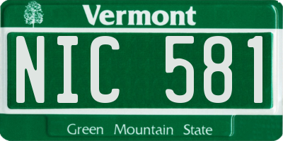 VT license plate NIC581