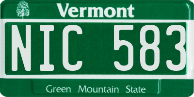 VT license plate NIC583
