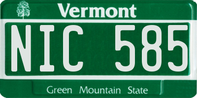 VT license plate NIC585