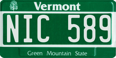 VT license plate NIC589