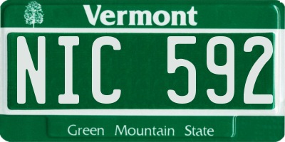 VT license plate NIC592