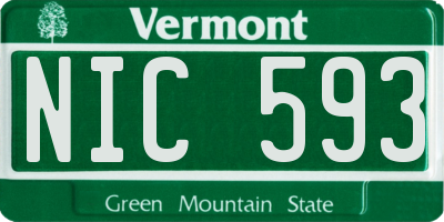 VT license plate NIC593