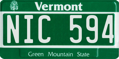 VT license plate NIC594