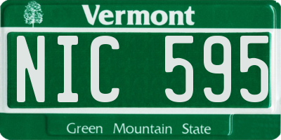 VT license plate NIC595