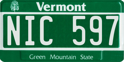 VT license plate NIC597