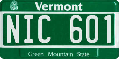 VT license plate NIC601