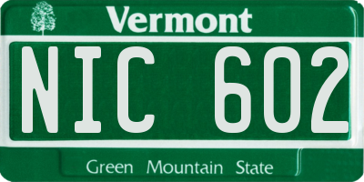 VT license plate NIC602