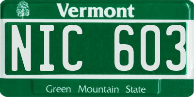 VT license plate NIC603