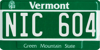 VT license plate NIC604