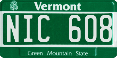 VT license plate NIC608