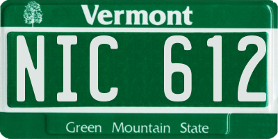 VT license plate NIC612