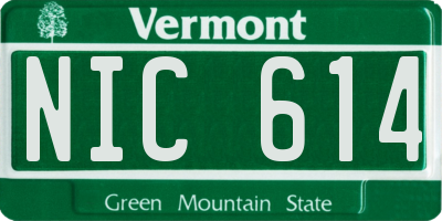 VT license plate NIC614