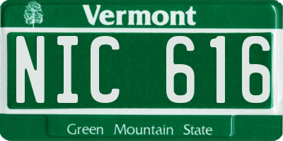 VT license plate NIC616