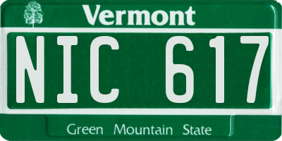 VT license plate NIC617