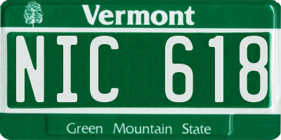 VT license plate NIC618