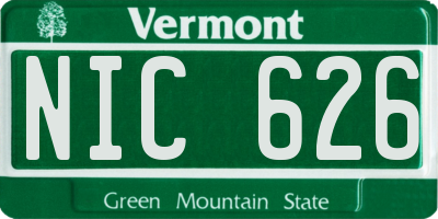 VT license plate NIC626