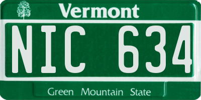 VT license plate NIC634