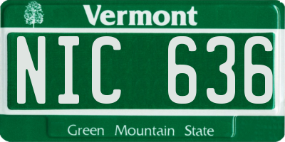 VT license plate NIC636