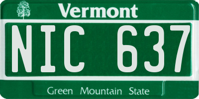 VT license plate NIC637